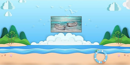 SYGALLERIES Sailboat Metal Wall Art - 16x32 Inch Coastal Aluminum Plate Painting with Beautiful Colors - Lightweight, Easy to Install & Maintain - Perfect for Living Rooms, Bedrooms, Bathrooms