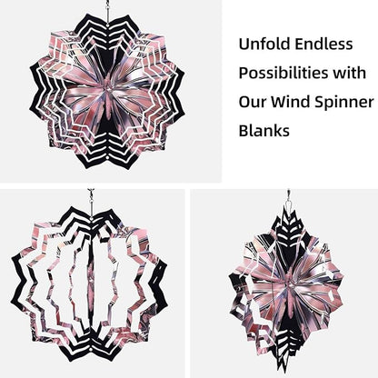 8 Inch Sublimation Wind Spinner, 3D Aluminum Metal Wind Spinner with Hook, Indoor Yard Garden Hanging Decoration, Weather Resistant Rotating Spiral Ornament, Shiny Pink Butterfly
