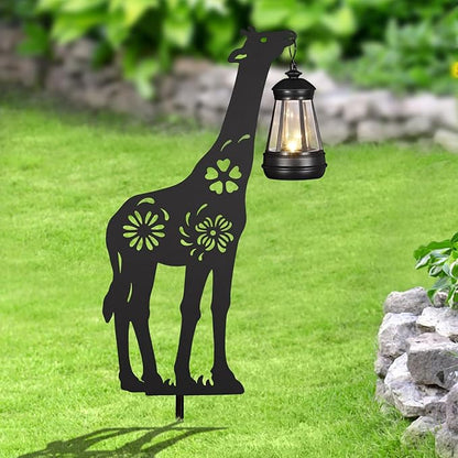 2Pack Solar Outdoor Garden Lights Stakes Solar Metal Flower Giraffe Lawn Deco Statue Patio, Outdoor Decor, Garden Decorations, Lawn Ornaments