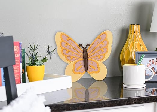 Magnolia Garden 12-Inch Sculpted Butterfly Decorative Stepping Stone – 3D Yellow & Amber Resin Garden Walkway Tile – Vibrant Winged Insect Outdoor Accent