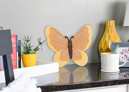Magnolia Garden 12-Inch Sculpted Butterfly Decorative Stepping Stone – 3D Yellow & Amber Resin Garden Walkway Tile – Vibrant Winged Insect Outdoor Accent