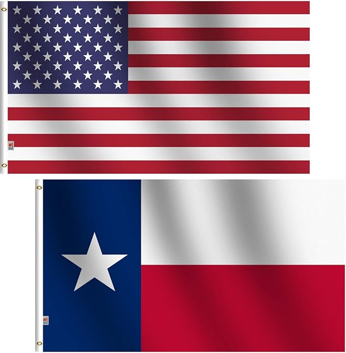 2Pack Set USA Lone Star Texas Flag&American Flag 3x5 ft,Both Sides 100D Polyester For Moderate-outdoor&indoor 3' x 5'United States Patriotic flags
