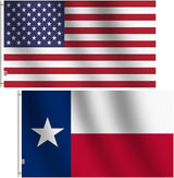 2Pack Set USA Lone Star Texas Flag&American Flag 3x5 ft,Both Sides 100D Polyester For Moderate-outdoor&indoor 3' x 5'United States Patriotic flags