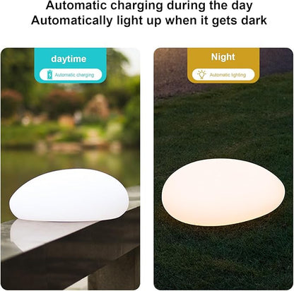 Solar Lights, Pebbles, Outdoor Waterproof Landscape Night Lights for Garden Paths, Stairs, Lawns, Patios, Yard Party Decorations, 2 Pack (Warm Light)