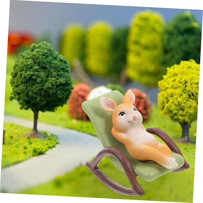 Milisten Statue Sculpture Lifelike Resin Figurine Rocking Chair for Indoor and Outdoor Decoration for and Office Shelves