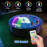 2PCS LED Lights for Pool Fountain, IP68 Waterproof 7-Color 4-Mode, Rechargeable Dual-Purpose with Remote & Clip-on Mount for Pool Waterfall/Underwater Use