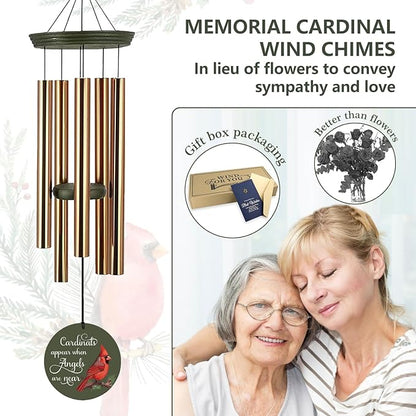ASTARIN Cardinal Memorial Wind Chimes, 36" Personalized Name Sympathy Wind Chime, Windchimes in Memory of Loved One, Bereavement Condolence Gift for Loss Mom Dad Sister Son(Produced in USA)