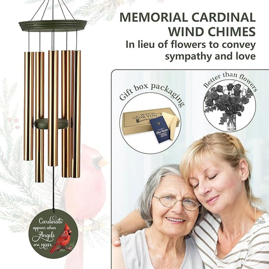 ASTARIN Cardinal Memorial Wind Chimes, 36" Personalized Name Sympathy Wind Chime, Windchimes in Memory of Loved One, Bereavement Condolence Gift for Loss Mom Dad Sister Son(Produced in USA)