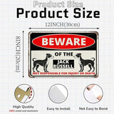 Beware Of The Dog Jack Russell Sign Aluminum Metal Tin Signs Outdoor Yard Sign Warning Sign For Fence Yard Home Kitchen Farm Garden Wall Decor 8x12 Inch