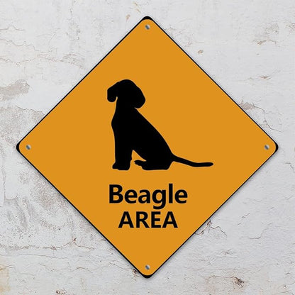 Beagle Crossing Sign Caution BeagleDog Xing Sign Street Sign Wildlife Novelty Road Fence Wall Decor Warning Metal Tin Sign For Indoor Outdoor 12x12in