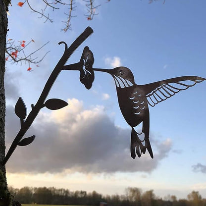 Steel Branch Bird Flowers Art Garden Decoration Outdoor Metal Tree Garden Stakes Shadow Sculpture Home Decor