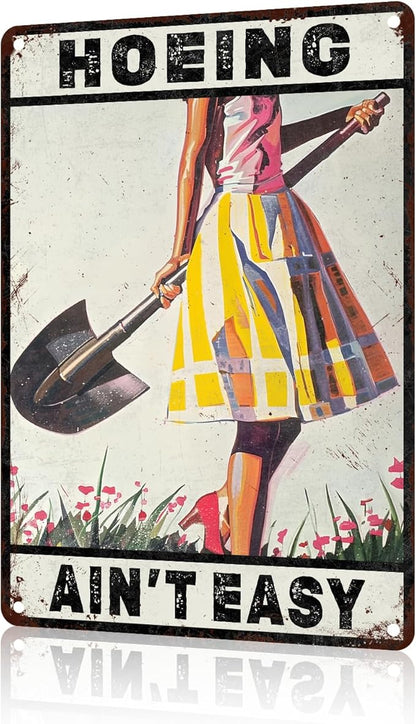 Gardening Because Murder is Wrong Retro Metal Sign for Garden Club Outdoor Indoor Home Wall Decorative 8 x 12 Inch