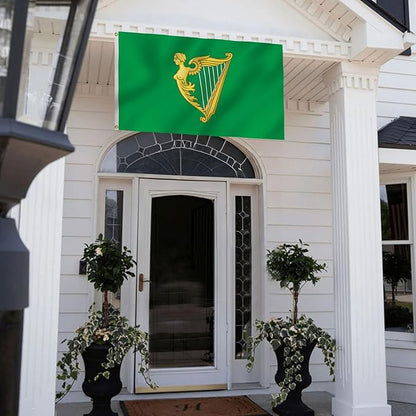Green Harp Ireland Flag 6X10FT, A Harp Flags,Both Sides Printed, Men Women Banner,Vibrant Colors, Double Stitched with 2 Brass Grommets, Bar Garden Street Decoration, GYM, Office Decor,Indoor Outdoor Use,Gifts. (Green, 2x3ft)
