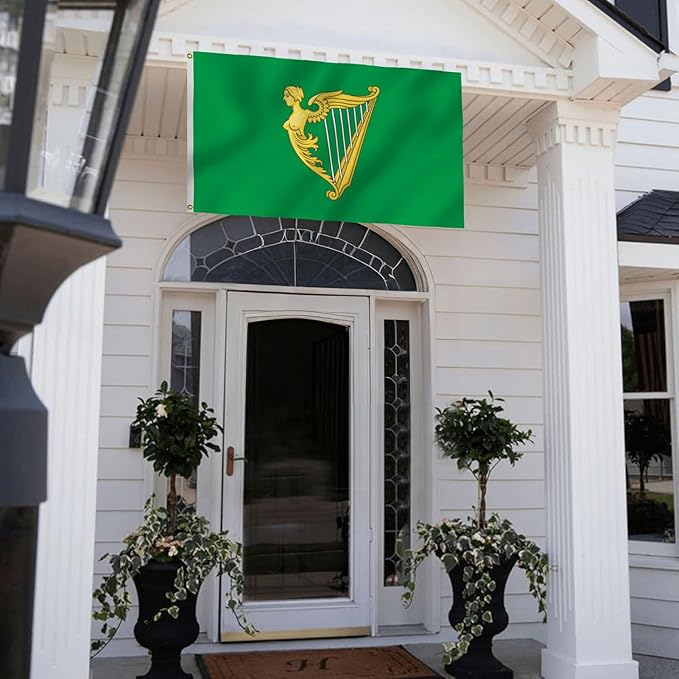 Green Harp Ireland Flag 6X10FT, Am Harp Flags,Both Sides Printed, Men Women Banner,Vibrant Colors, Double Stitched with 2 Brass Grommets, Bar Garden Street Decoration, GYM, Office Decor,Indoor Outdoor Use,Gifts. (Green, 6x10ft)