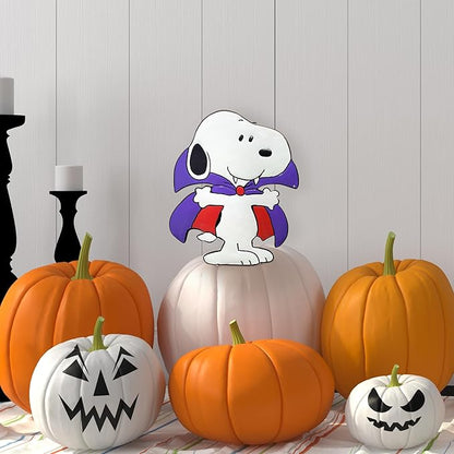 PRODUCTWORKS Peanuts Pumkin Press-in Icon Metal Stake Halloween Harvest Decor Porch Decorating Indoor Outdoor (Snoopy Vampire)