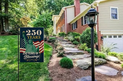 CANTENDO 250th Anniversary USA Patriotic Flag Double Sided Flax Statue of Liberty DesignTheme 1776-2026 Semiquincentennial Outdoor Yard Decorative Flags Banner(12"x 18"）