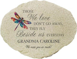 GiftsForYouNow Personalized Dragonfly Memorial Small Flat Garden Stone - Outdoor Decorative Stone for Remembrance and Reflection