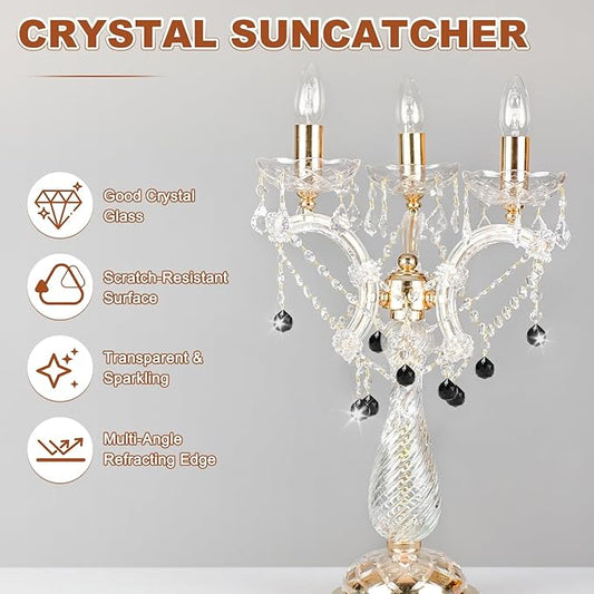 M METERXITY 10-Pack Crystal Ball Prisms, 24mm/0.94 Inch Chandelier Pendant Maker Hanging Crystals Chandelier Prisms for Home/Windows/Garden/DIY Decoration[Black]