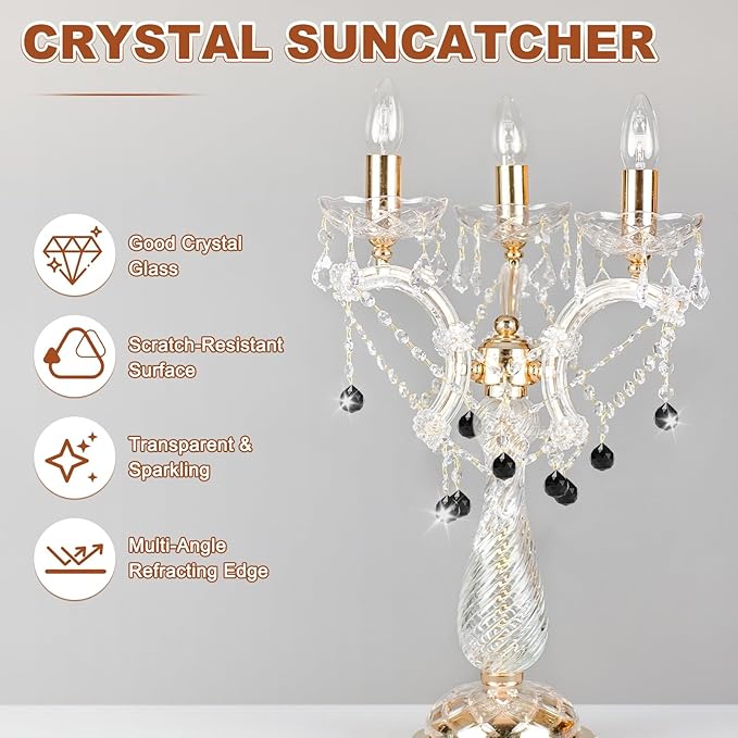 M METERXITY 20-Pack Crystal Ball Prisms, 24mm/0.94 Inch Chandelier Pendant Maker Hanging Crystals Chandelier Prisms for Home/Windows/Garden/DIY Decoration[Black]