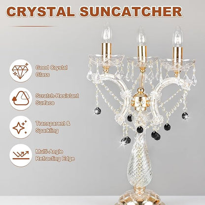 M METERXITY 20-Pack Crystal Ball Prisms, 24mm/0.94 Inch Chandelier Pendant Maker Hanging Crystals Chandelier Prisms for Home/Windows/Garden/DIY Decoration[Black]