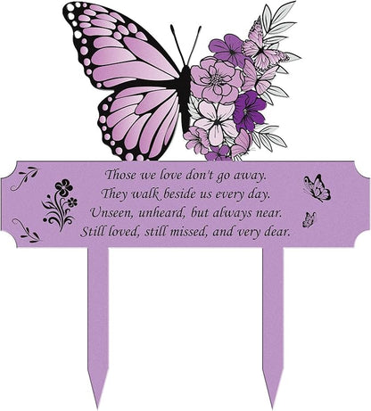 Rngmsi Grave Decorations for Cemetery Memorial, Metal Memorial Garden Stakes for Loss of Mother Father Loved Ones, Purple Plaques Markers for Cemetery Humans Outdoor Yard