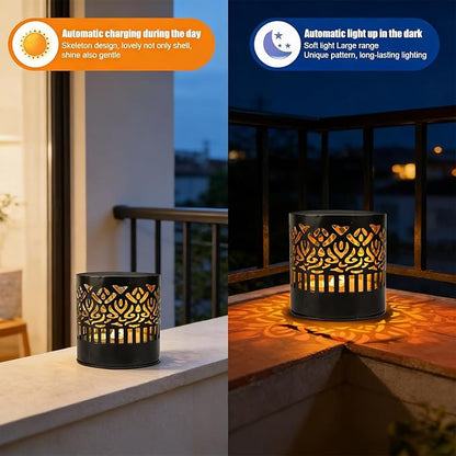 Decorative Solar Mandala Lights | Metal Solar Powered Outdoor Wall & Step Lighting | Waterproof Garden/Patio/Fence Lights with Auto On/Off | Mandala Pattern Backyard Decor for Deck,Post,Yard (1)