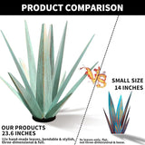 KODIBO Large Tequila Rustic Sculpture, Rustic Metal Agave Plants for Outdoor Patio Yard, Home Decor Hand Painted Metal Agave Garden Yard Statue, Outdoor Lawn Ornaments (Mint Green - L)