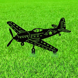 WADORN Airplane Metal Decorative Garden Stakes, Black Fighter Jet Outdoor Statues Silhouette Funny Airplanes Lover Gifts Stakes Ornaments for Yard Art Garden Patio Backyard Lawn Decors
