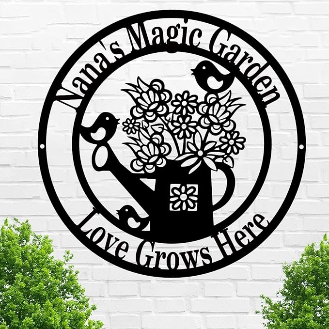 Custom Garden Sign Art,Personalized Garden Wall Art Decor,Custom Metal Flowers Shop,Birds Metal Sign for Home Wall Hanging Outdoor Decorate Gifts