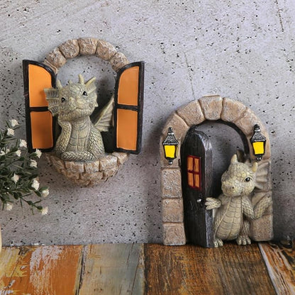 YWHWXB Garden Dragon Resin Sculpture,Lovely Outdoor Sculpture Ornaments,Garden Dragon Decor Statue for Home Patio Courtyard Lawn Decoration