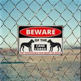 Beware Of The Dog Cane Corso Sign Aluminum Metal Tin Signs Outdoor Yard Sign Warning Sign For Fence Yard Home Kitchen Farm Garden Wall Decor 8x12 Inch