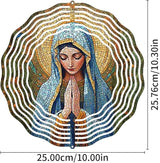 Virgin Mary Prayer Wind Spinner, Metal Wind Spinners Outdoor Indoor, Religious Virgin Mary Hanging Garden Decor for Outside, Stainless Wind Spinners for Yard and Garden 10 inch 3D (25.76X25 CM)