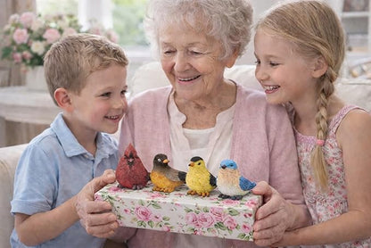 BANBERRY DESIGNS Songbirds Decorating Figurines - Set of 8-2 Each of Cardinal, Bluebird, Robin, & Goldfinch - Decorative Birds for Home and Floral Décor - 3.75" X 3"