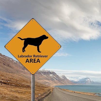 Labrador Retriever Crossing Sign Caution Labrador RetrieverDog Xing Sign Street Sign Wildlife Novelty Road Fence Wall Decor Warning Metal Tin Sign For Indoor Outdoor 15x15in