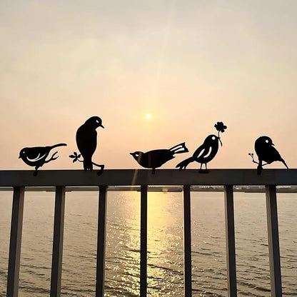 5PCS Rusty Metal Bird Garden Decor, Spring Yard Art Decorations for Outdoor Fence, Lawn & Patio – Unique Outdoor Ornaments