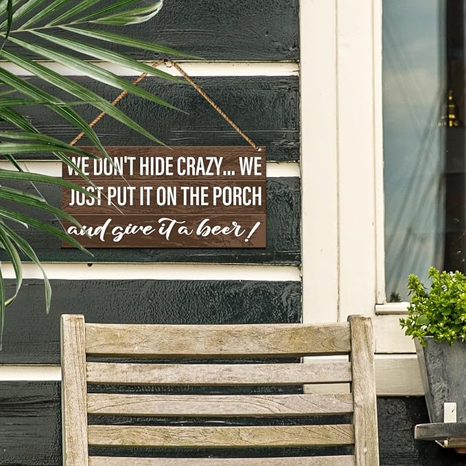 Porch Wood Sign Decor, Door Wall Sign for Front Back Porch Patio Decoration Deck Bar Garden Backyard Decor, Housewarming Gifts for Women Men New House Home, We Just Put It on The Porch