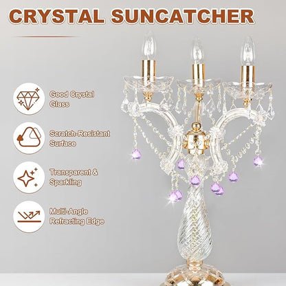 M METERXITY 10-Pack Crystal Ball Prisms, 24mm/0.94 Inch Chandelier Pendant Maker Hanging Crystals Chandelier Prisms for Home/Windows/Garden/DIY Decoration[Light Purple]