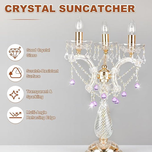 M METERXITY 20-Pack Crystal Ball Prisms, 24mm/0.94 Inch Chandelier Pendant Maker Hanging Crystals Chandelier Prisms for Home/Windows/Garden/DIY Decoration[Light Purple]