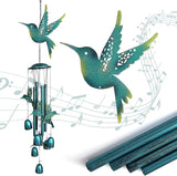 HONGLAND Wind Chimes for Outside,34" Hanging Metal Hummingbird Windchimes Outdoor,Unique Memorial Wind Chimes for Mom/Grandma,Home Decorative Ornaments for Garden, Patio, Yard Decor - Blue
