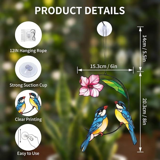 Hummingbird Gifts for Women, Hummingbird Sun Catcher for Window Hanging, Mothers Day for Mom Grandma Bird Lovers, Spring Suncatcher Garden Decor for Indoor Outdoor Windows(8)