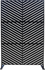 Kozyard Metal Privacy Screen 74" H x 47.2" W Decorative Outdoor Divider with Stand Panels Freestanding Screen Set for Deck Patio Balcony Garden Outdoor&Indoor(Black/Chevron)