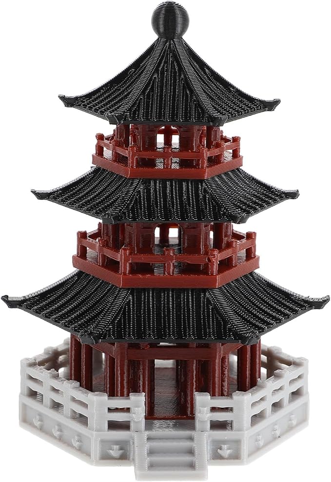 LOGOFUN Mini Pavilion Pagoda Zen Garden Statue Chinese Ancient Architecture Model for Bonsai Micro Landscape Decorations - 2.87X2.16X1.93in