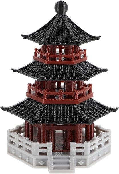 LOGOFUN Mini Pavilion Pagoda Zen Garden Statue Chinese Ancient Architecture Model for Bonsai Micro Landscape Decorations - 2.87X2.16X1.93in