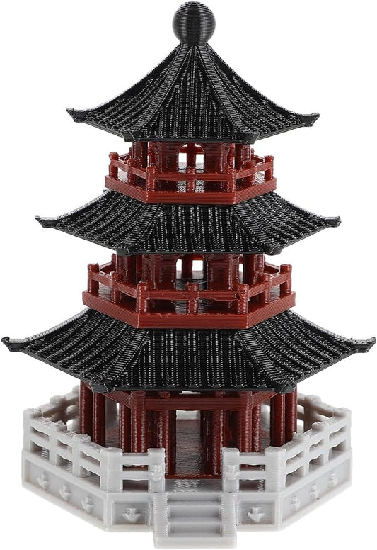 LOGOFUN Mini Pavilion Pagoda Zen Garden Statue Chinese Ancient Architecture Model for Bonsai Micro Landscape Decorations - 2.87X2.16X1.93in