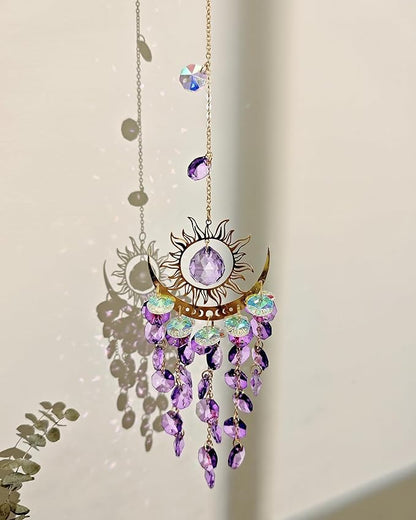 Prism Window Suncatcher Hanging Indoor Celestial Crystal Moon and Sun Catchers Rainbow Maker