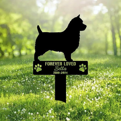 Custom Silky Terrier Dog Metal Memorial Garden Stake Personalized Pet Grave Marker Name Sign Remembrance Stake Decor Sympathy Dog Loss,Outdoor Statues for Yard Garden Lawn Patio Pathway Grave.