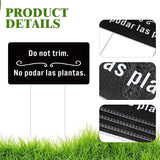 Menkxi 2 Pcs Do Not Trim Yard Signs with Plastic Stakes, 9.2'' x 4.9'' Bilingual Plant Signs Outdoor PP Material Garden Markers, 11.81'' Stake (Black)