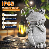 Frog Solar Garden Statues, Resin Frog Figurine Decorations, Outdoor Frog Decor Art for Lawn,Yard, Unique Housewarming Gift for Garden Home