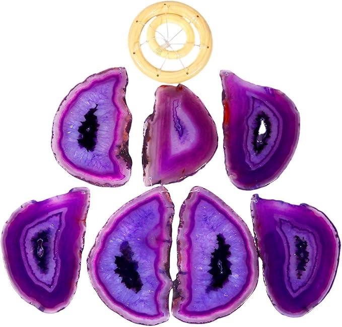 rockcloud Agate Slices Geode Wind Chime Home Garden Decoration Figurine, 28-33 inches