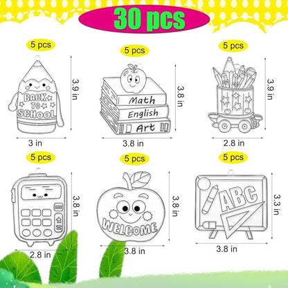 30 Sets Suncatcher Kit Back to School Suncatchers Apple Pencil Window Paint Art Drawing DIY Craft Kits Sun Catchers First Day of School Supplies for Stationery Party Gift Exchange Classroom Activities